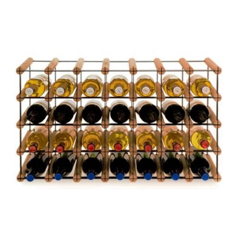 PROREGAL Modulares Weinregal Vinotega Mod Metal HxBxT 42,5 x 72,5 x 24,5 cm 7 x 4 Flaschen Massives Kiefernholz Braun Geölt von PROREGAL