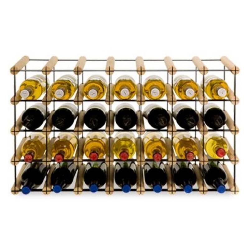 PROREGAL Modulares Weinregal Vinotega Mod Metal HxBxT 42,5 x 72,5 x 24,5 cm 7 x 4 Flaschen Massives Kiefernholz Natur von PROREGAL