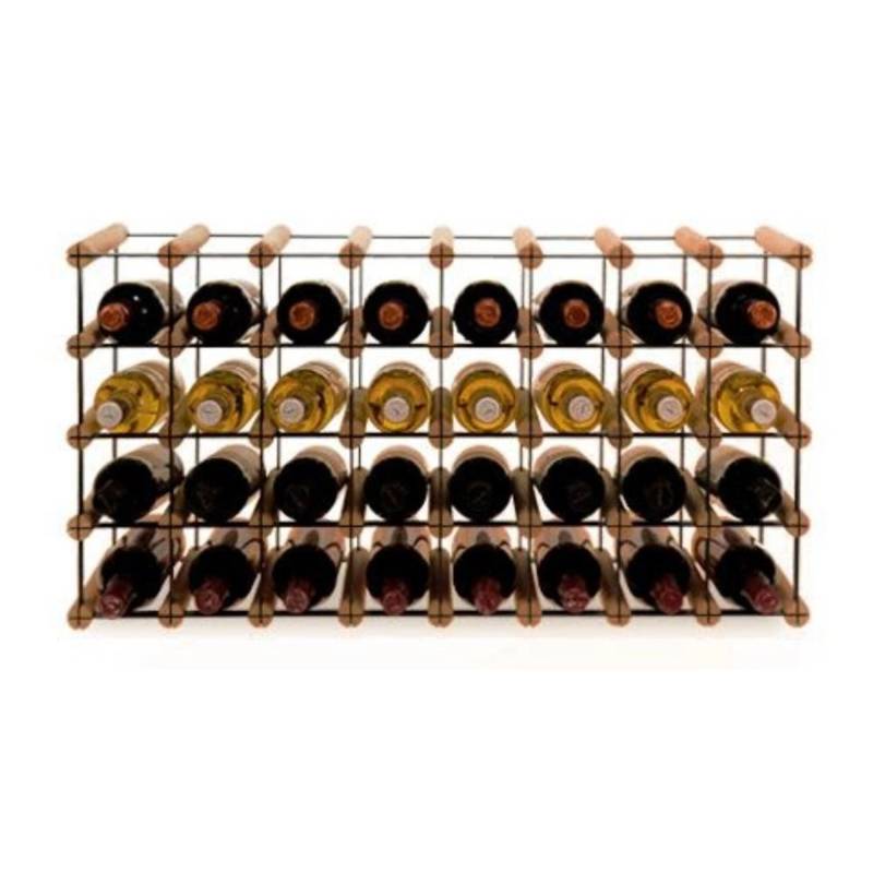 PROREGAL Modulares Weinregal Vinotega Mod Metal HxBxT 42,5 x 82,5 x 24,5 cm 8 x 4 Flaschen Massives Kiefernholz Braun Geölt von PROREGAL