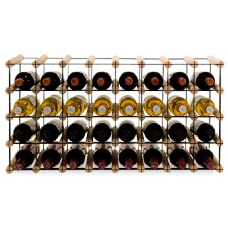 PROREGAL Modulares Weinregal Vinotega Mod Metal HxBxT 42,5 x 82,5 x 24,5 cm 8 x 4 Flaschen Massives Kiefernholz Natur von PROREGAL