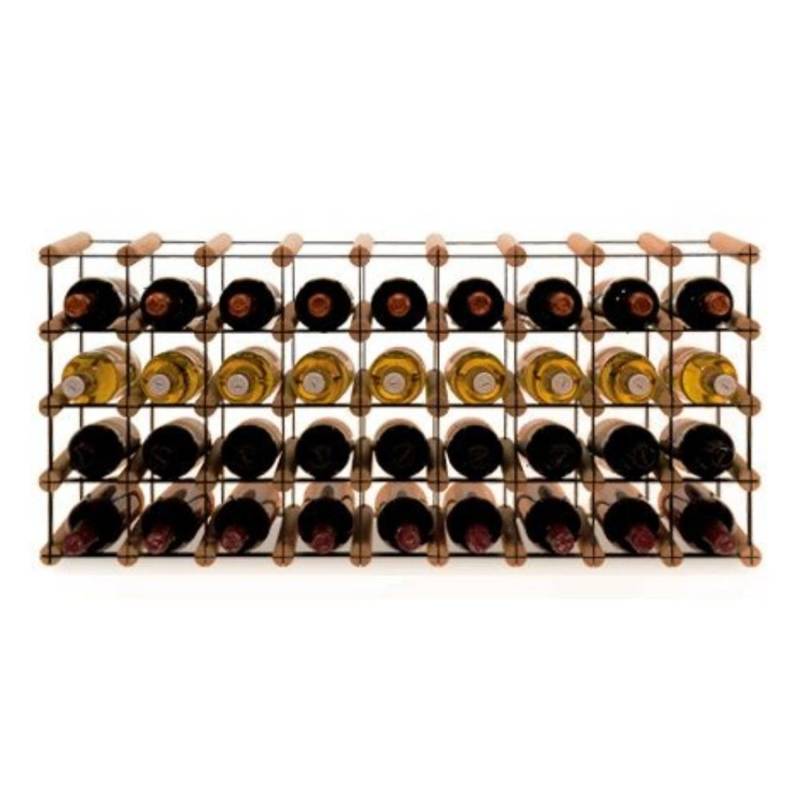 PROREGAL Modulares Weinregal Vinotega Mod Metal HxBxT 42,5 x 92,5 x 24,5 cm 9 x 4 Flaschen Massives Kiefernholz Braun Geölt von PROREGAL