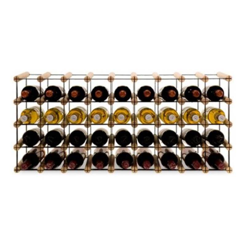 PROREGAL Modulares Weinregal Vinotega Mod Metal HxBxT 42,5 x 92,5 x 24,5 cm 9 x 4 Flaschen Massives Kiefernholz Natur von PROREGAL