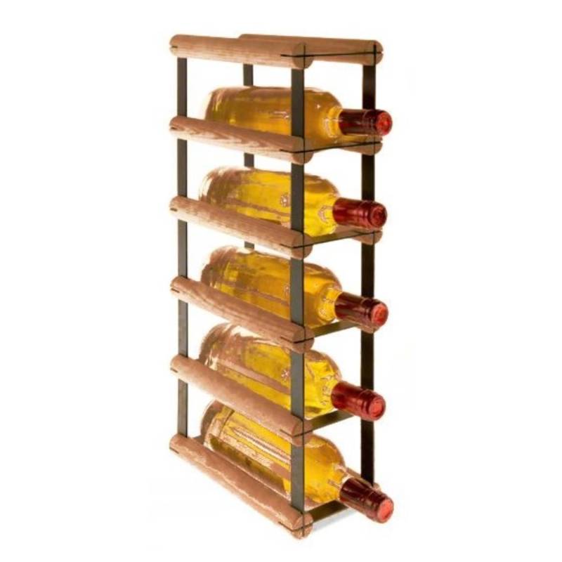 PROREGAL Modulares Weinregal Vinotega Mod Metal HxBxT 52,5 x 12,5 x 24,5 cm 1 x 5 Flaschen Massives Kiefernholz Braun Geölt von PROREGAL