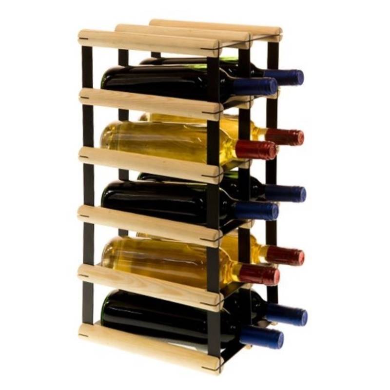 PROREGAL Modulares Weinregal Vinotega Mod Metal HxBxT 52,5 x 22,5 x 24,5 cm 2 x 5 Flaschen Massives Kiefernholz Natur von PROREGAL