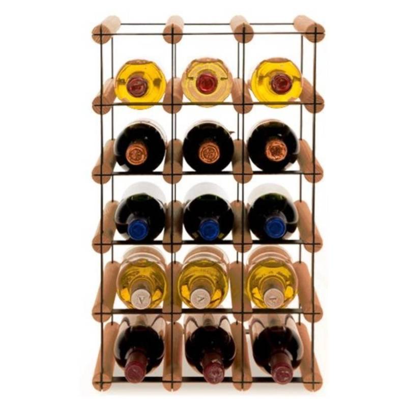 PROREGAL Modulares Weinregal Vinotega Mod Metal HxBxT 52,5 x 32,5 x 24,5 cm 3 x 5 Flaschen Massives Kiefernholz Braun Geölt von PROREGAL