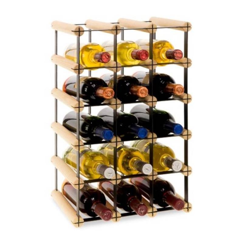 PROREGAL Modulares Weinregal Vinotega Mod Metal HxBxT 52,5 x 32,5 x 24,5 cm 3 x 5 Flaschen Massives Kiefernholz Natur von PROREGAL