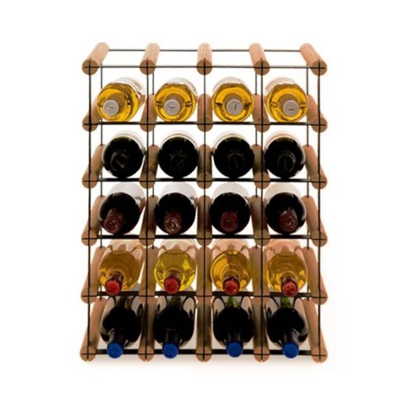 PROREGAL Modulares Weinregal Vinotega Mod Metal HxBxT 52,5 x 42,5 x 24,5 cm 4 x 5 Flaschen Massives Kiefernholz Braun Geölt von PROREGAL