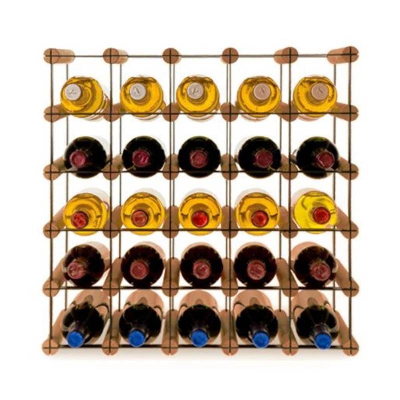 PROREGAL Modulares Weinregal Vinotega Mod Metal HxBxT 52,5 x 52,5 x 24,5 cm 5 x 5 Flaschen Massives Kiefernholz Braun Geölt von PROREGAL