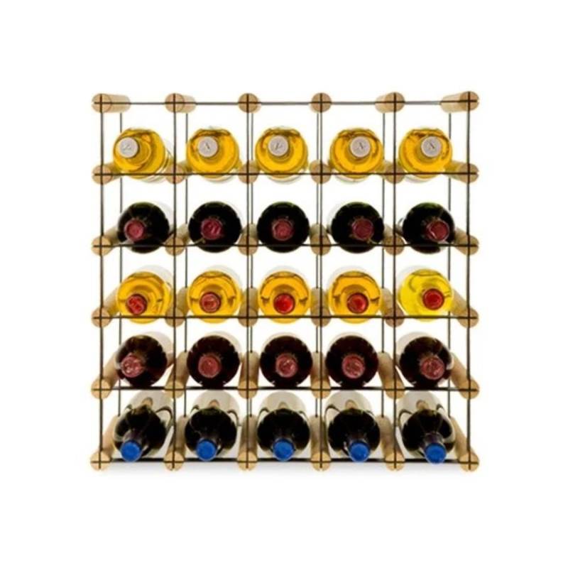 PROREGAL Modulares Weinregal Vinotega Mod Metal HxBxT 52,5 x 52,5 x 24,5 cm 5 x 5 Flaschen Massives Kiefernholz Natur von PROREGAL