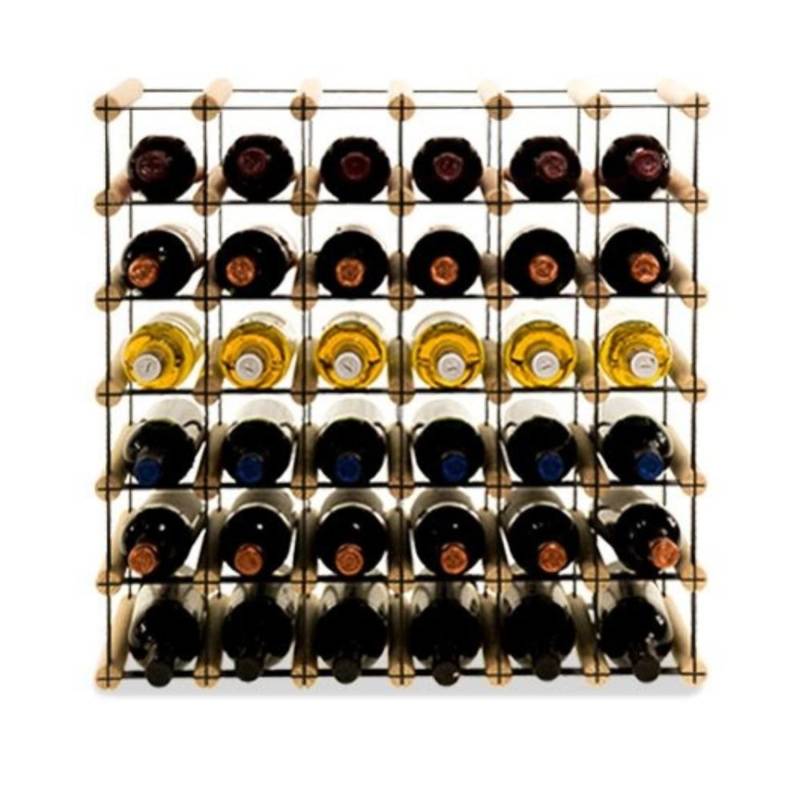 PROREGAL Modulares Weinregal Vinotega Mod Metal HxBxT 52,5 x 62,5 x 24,5 cm 6 x 5 Flaschen Massives Kiefernholz Natur von PROREGAL