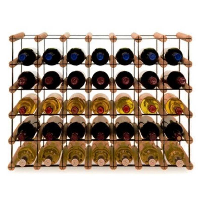PROREGAL Modulares Weinregal Vinotega Mod Metal HxBxT 52,5 x 72,5 x 24,5 cm 7 x 5 Flaschen Massives Kiefernholz Braun Geölt von PROREGAL