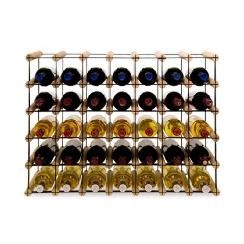 PROREGAL Modulares Weinregal Vinotega Mod Metal HxBxT 52,5 x 72,5 x 24,5 cm 7 x 5 Flaschen Massives Kiefernholz Natur von PROREGAL