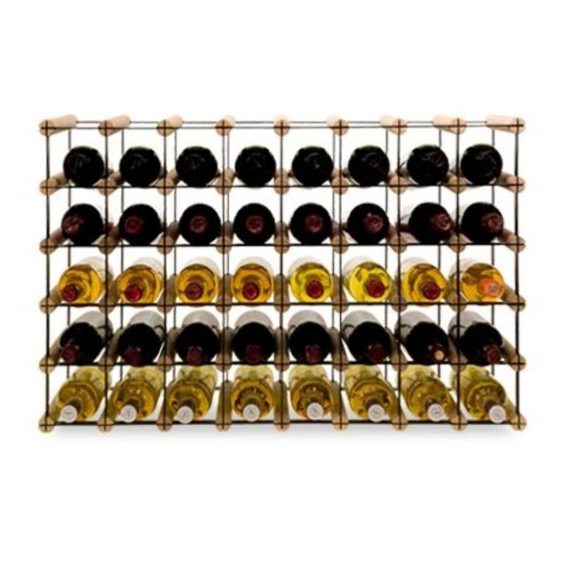 PROREGAL Modulares Weinregal Vinotega Mod Metal HxBxT 52,5 x 82,5 x 24,5 cm 8 x 5 Flaschen Massives Kiefernholz Natur von PROREGAL