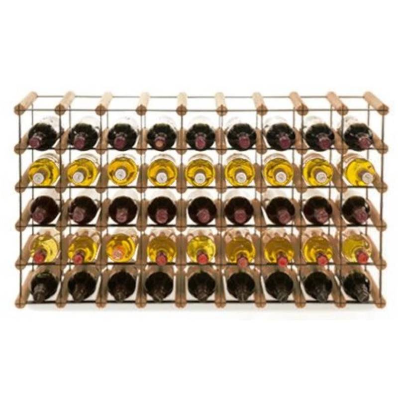 PROREGAL Modulares Weinregal Vinotega Mod Metal HxBxT 52,5 x 92,5 x 24,5 cm 9 x 5 Flaschen Massives Kiefernholz Braun Geölt von PROREGAL