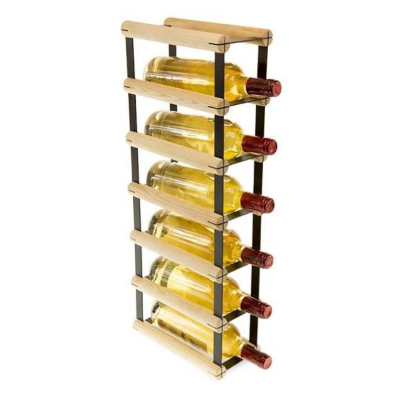 PROREGAL Modulares Weinregal Vinotega Mod Metal HxBxT 62,5 x 12,5 x 24,5 cm 1 x 6 Flaschen Massives Kiefernholz Natur von PROREGAL