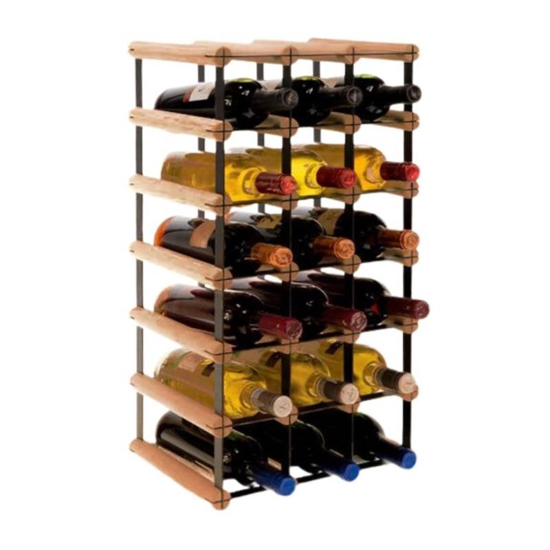 PROREGAL Modulares Weinregal Vinotega Mod Metal HxBxT 62,5 x 32,5 x 24,5 cm 3 x 6 Flaschen Massives Kiefernholz Braun Geölt von PROREGAL
