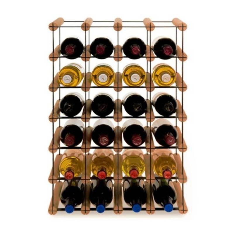 PROREGAL Modulares Weinregal Vinotega Mod Metal HxBxT 62,5 x 42,5 x 24,5 cm 4 x 6 Flaschen Massives Kiefernholz Braun Geölt von PROREGAL