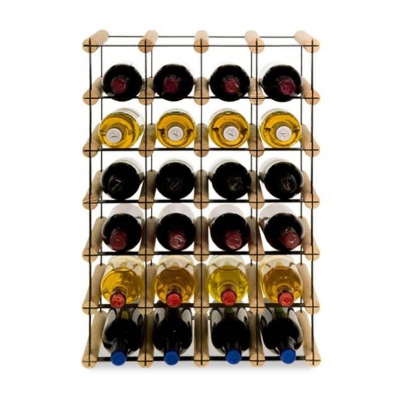 PROREGAL Modulares Weinregal Vinotega Mod Metal HxBxT 62,5 x 42,5 x 24,5 cm 4 x 6 Flaschen Massives Kiefernholz Natur von PROREGAL