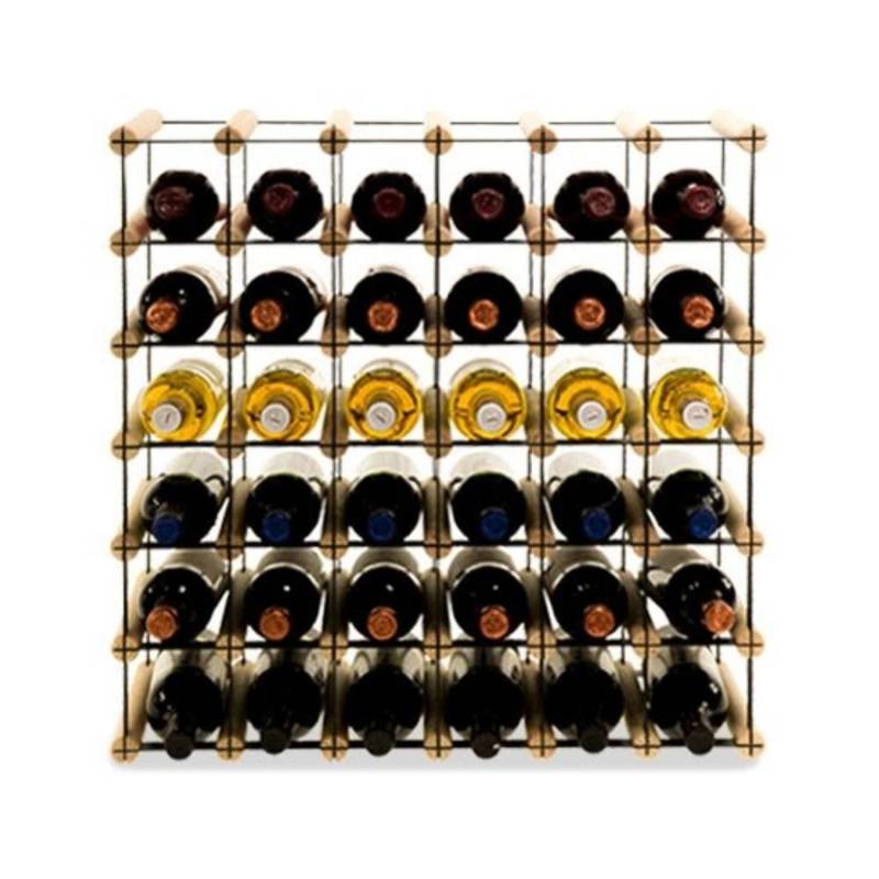 PROREGAL Modulares Weinregal Vinotega Mod Metal HxBxT 62,5 x 62,5 x 24,5 cm 6 x 6 Flaschen Massives Kiefernholz Natur von PROREGAL