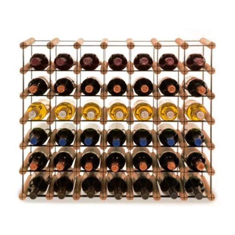 PROREGAL Modulares Weinregal Vinotega Mod Metal HxBxT 62,5 x 72,5 x 24,5 cm 7 x 6 Flaschen Massives Kiefernholz Braun Geölt von PROREGAL