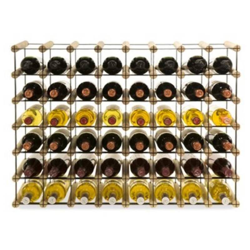 PROREGAL Modulares Weinregal Vinotega Mod Metal HxBxT 62,5 x 82,5 x 24,5 cm 8 x 6 Flaschen Massives Kiefernholz Natur von PROREGAL