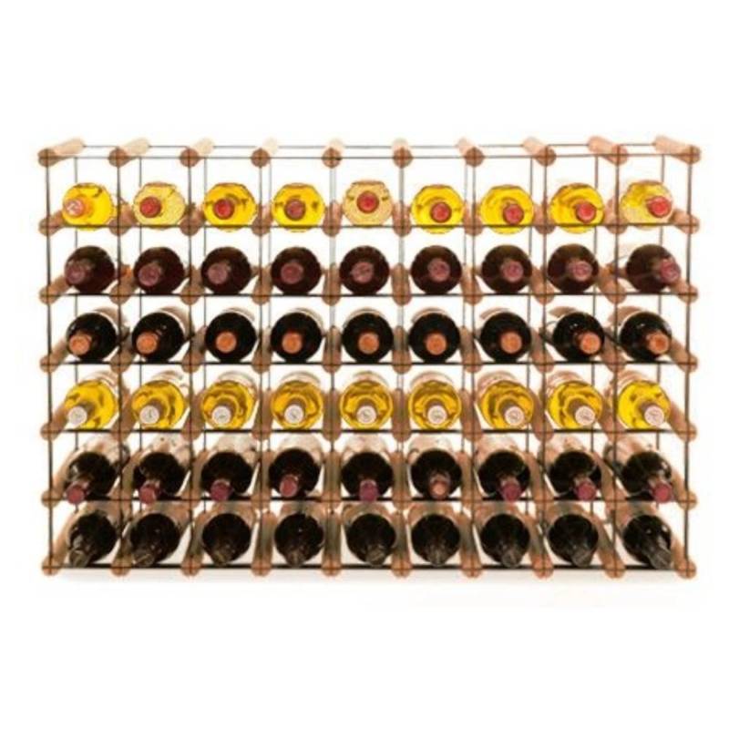 PROREGAL Modulares Weinregal Vinotega Mod Metal HxBxT 62,5 x 92,5 x 24,5 cm 9 x 6 Flaschen Massives Kiefernholz Braun Geölt von PROREGAL