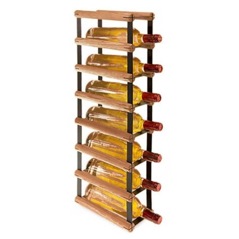 PROREGAL Modulares Weinregal Vinotega Mod Metal HxBxT 72,5 x 12,5 x 24,5 cm 1 x 7 Flaschen Massives Kiefernholz Braun Geölt von PROREGAL