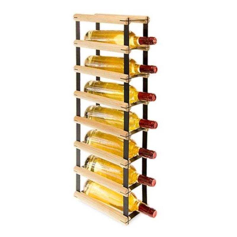 PROREGAL Modulares Weinregal Vinotega Mod Metal HxBxT 72,5 x 12,5 x 24,5 cm 1 x 7 Flaschen Massives Kiefernholz Natur von PROREGAL