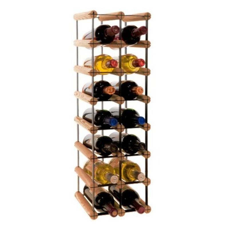 PROREGAL Modulares Weinregal Vinotega Mod Metal HxBxT 72,5 x 22,5 x 24,5 cm 2 x 7 Flaschen Massives Kiefernholz Braun Geölt von PROREGAL