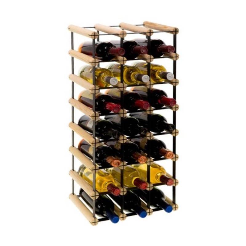 PROREGAL Modulares Weinregal Vinotega Mod Metal HxBxT 72,5 x 32,5 x 24,5 cm 3 x 7 Flaschen Massives Kiefernholz Natur von PROREGAL