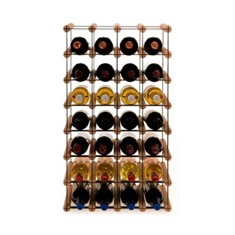 PROREGAL Modulares Weinregal Vinotega Mod Metal HxBxT 72,5 x 42,5 x 24,5 cm 4 x 7 Flaschen Massives Kiefernholz Braun Geölt von PROREGAL