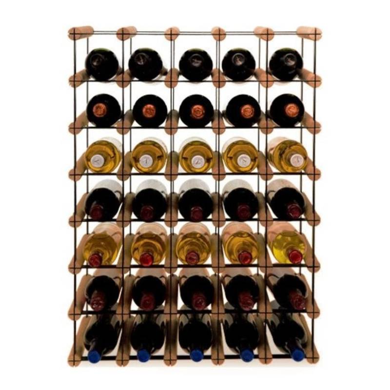 PROREGAL Modulares Weinregal Vinotega Mod Metal HxBxT 72,5 x 52,5 x 24,5 cm 5 x 7 Flaschen Massives Kiefernholz Braun Geölt von PROREGAL