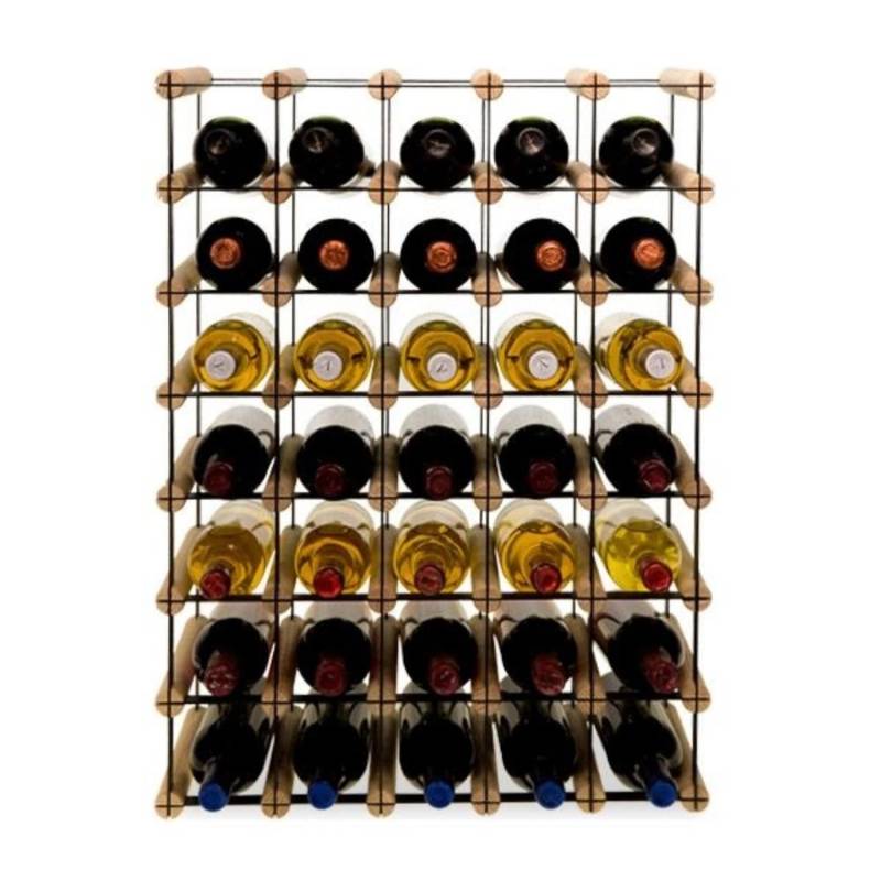 PROREGAL Modulares Weinregal Vinotega Mod Metal HxBxT 72,5 x 52,5 x 24,5 cm 5 x 7 Flaschen Massives Kiefernholz Natur von PROREGAL