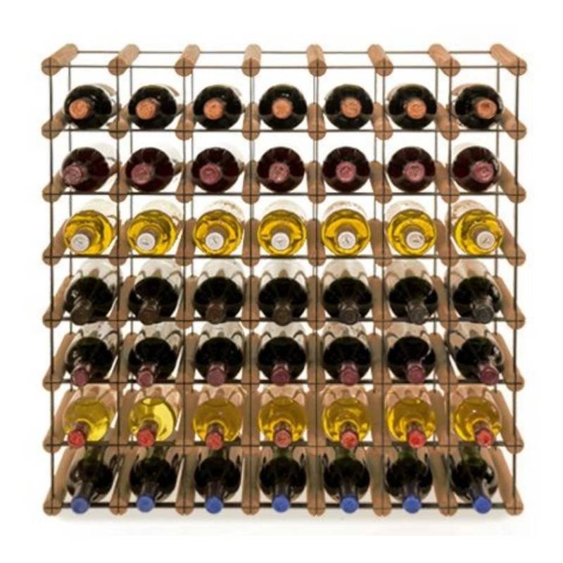 PROREGAL Modulares Weinregal Vinotega Mod Metal HxBxT 72,5 x 72,5 x 24,5 cm 7 x 7 Flaschen Massives Kiefernholz Braun Geölt von PROREGAL