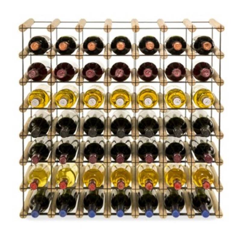 PROREGAL Modulares Weinregal Vinotega Mod Metal HxBxT 72,5 x 72,5 x 24,5 cm 7 x 7 Flaschen Massives Kiefernholz Natur von PROREGAL