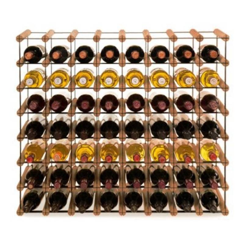 PROREGAL Modulares Weinregal Vinotega Mod Metal HxBxT 72,5 x 82,5 x 24,5 cm 8 x 7 Flaschen Massives Kiefernholz Braun Geölt von PROREGAL