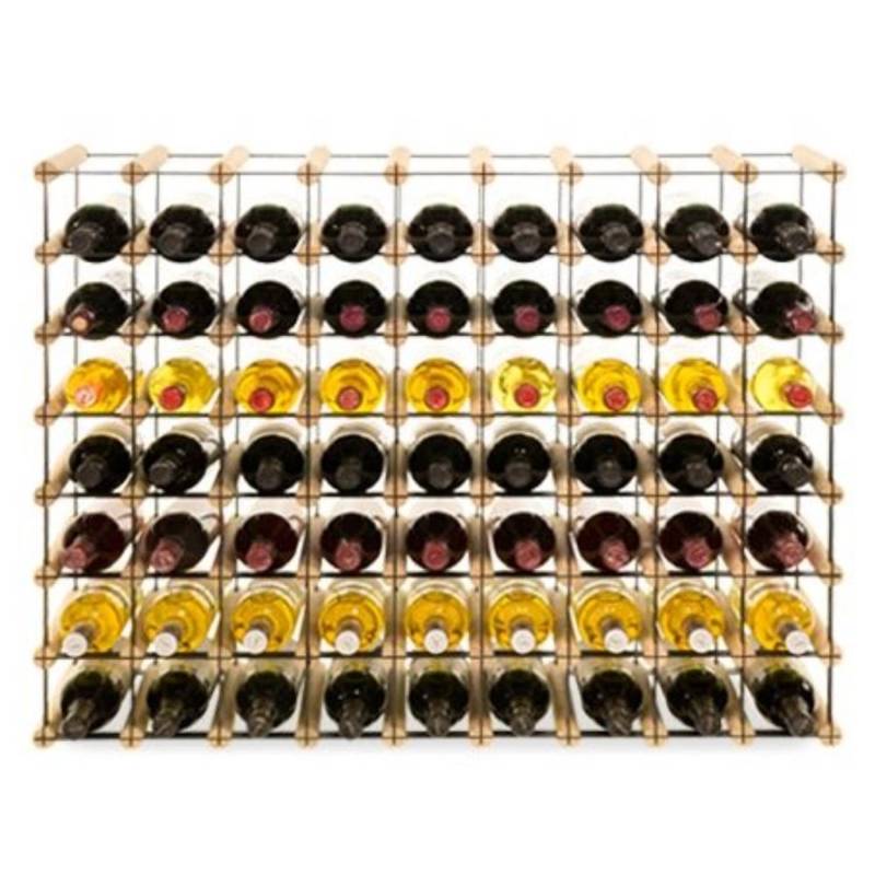 PROREGAL Modulares Weinregal Vinotega Mod Metal HxBxT 72,5 x 92,5 x 24,5 cm 9 x 7 Flaschen Massives Kiefernholz Natur von PROREGAL