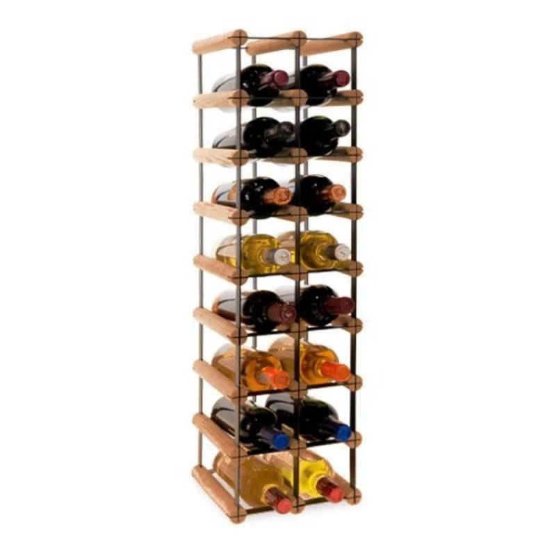 PROREGAL Modulares Weinregal Vinotega Mod Metal HxBxT 82,5 x 22,5 x 24,5 cm 2 x 8 Flaschen Massives Kiefernholz Braun Geölt von PROREGAL