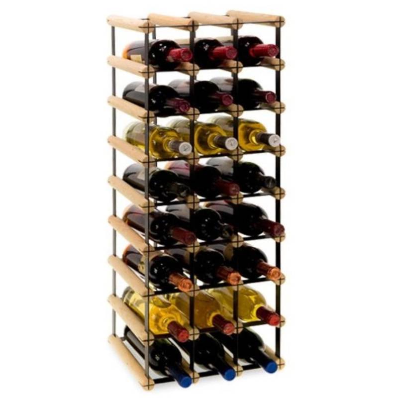 PROREGAL Modulares Weinregal Vinotega Mod Metal HxBxT 82,5 x 32,5 x 24,5 cm 3 x 8 Flaschen Massives Kiefernholz Natur von PROREGAL