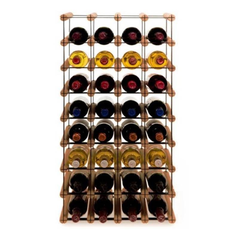 PROREGAL Modulares Weinregal Vinotega Mod Metal HxBxT 82,5 x 42,5 x 24,5 cm 4 x 8 Flaschen Massives Kiefernholz Braun Geölt von PROREGAL