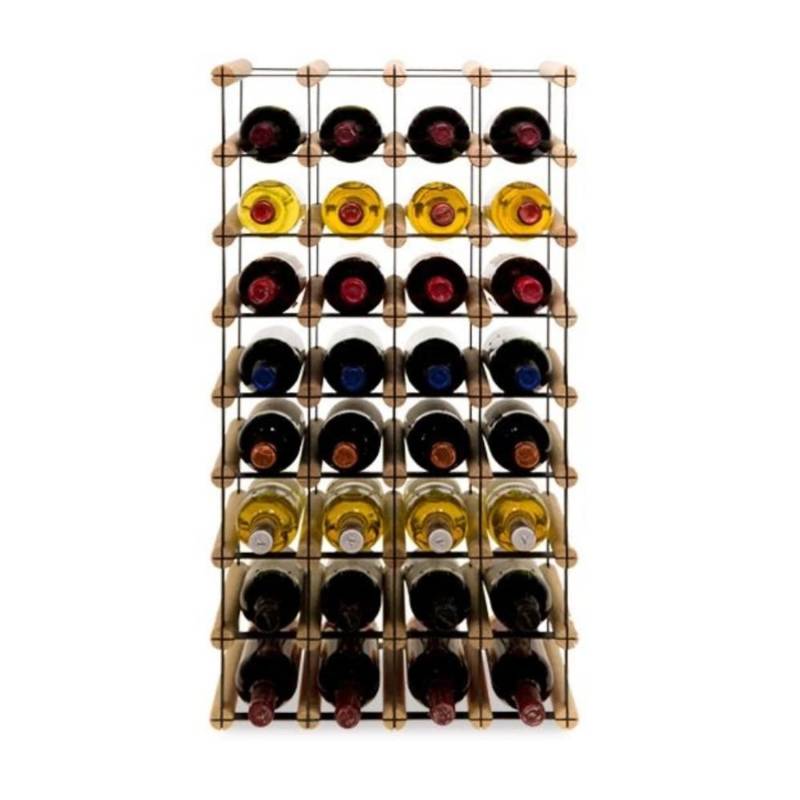 PROREGAL Modulares Weinregal Vinotega Mod Metal HxBxT 82,5 x 42,5 x 24,5 cm 4 x 8 Flaschen Massives Kiefernholz Natur von PROREGAL