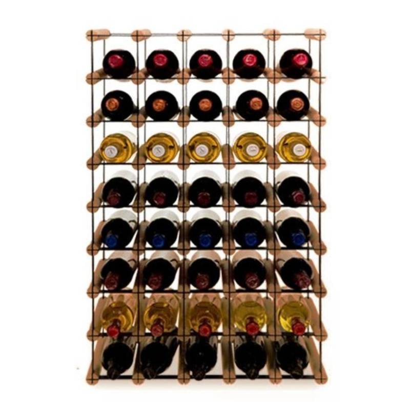 PROREGAL Modulares Weinregal Vinotega Mod Metal HxBxT 82,5 x 52,5 x 24,5 cm 5 x 8 Flaschen Massives Kiefernholz Braun Geölt von PROREGAL