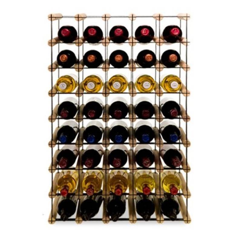 PROREGAL Modulares Weinregal Vinotega Mod Metal HxBxT 82,5 x 52,5 x 24,5 cm 5 x 8 Flaschen Massives Kiefernholz Natur von PROREGAL