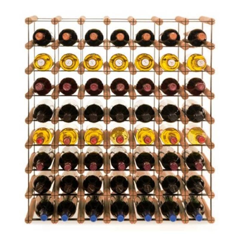 PROREGAL Modulares Weinregal Vinotega Mod Metal HxBxT 82,5 x 72,5 x 24,5 cm 7 x 8 Flaschen Massives Kiefernholz Braun Geölt von PROREGAL