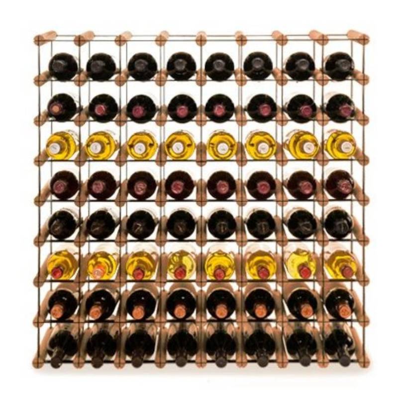 PROREGAL Modulares Weinregal Vinotega Mod Metal HxBxT 82,5 x 82,5 x 24,5 cm 8 x 8 Flaschen Massives Kiefernholz Braun Geölt von PROREGAL