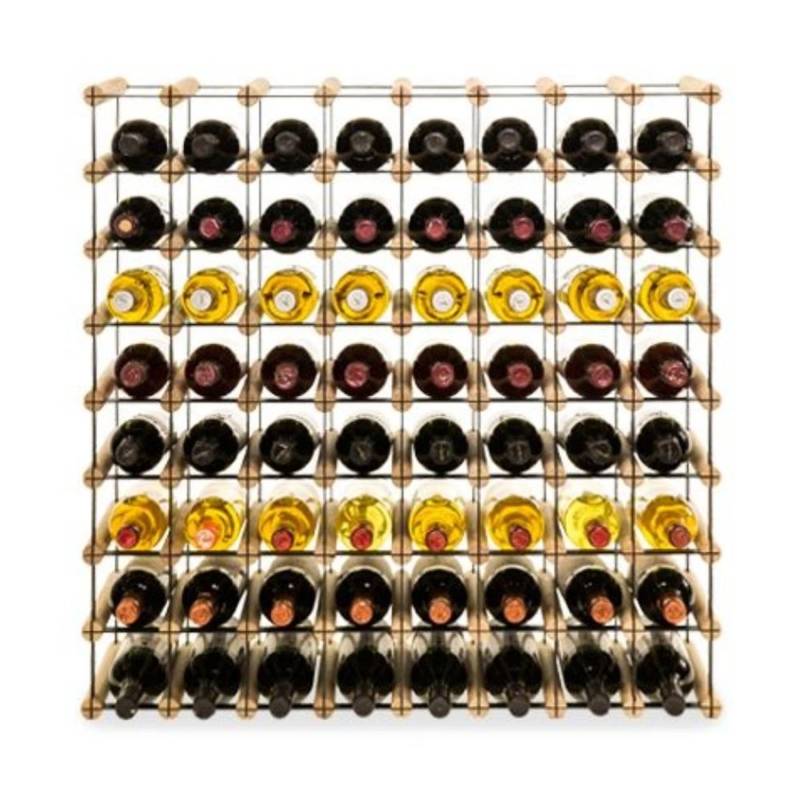 PROREGAL Modulares Weinregal Vinotega Mod Metal HxBxT 82,5 x 82,5 x 24,5 cm 8 x 8 Flaschen Massives Kiefernholz Natur von PROREGAL