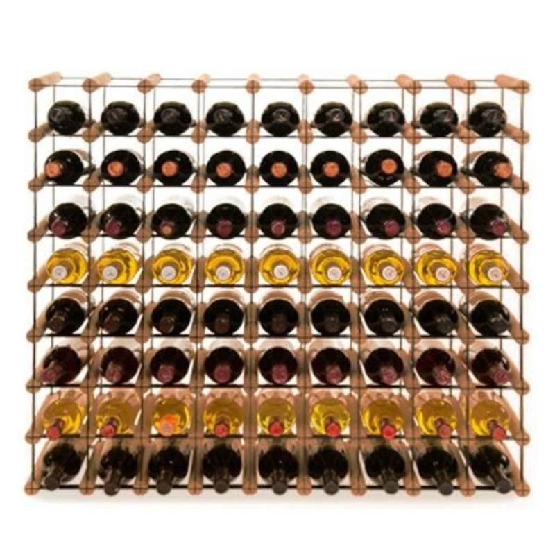 PROREGAL Modulares Weinregal Vinotega Mod Metal HxBxT 82,5 x 92,5 x 24,5 cm 9 x 8 Flaschen Massives Kiefernholz Braun Geölt von PROREGAL
