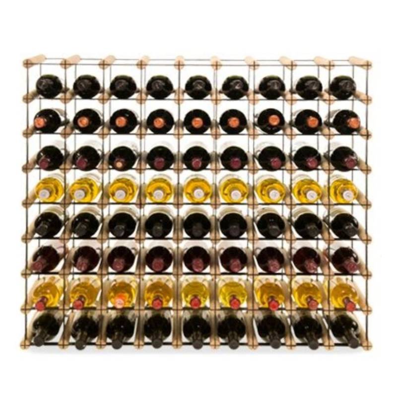 PROREGAL Modulares Weinregal Vinotega Mod Metal HxBxT 82,5 x 92,5 x 24,5 cm 9 x 8 Flaschen Massives Kiefernholz Natur von PROREGAL
