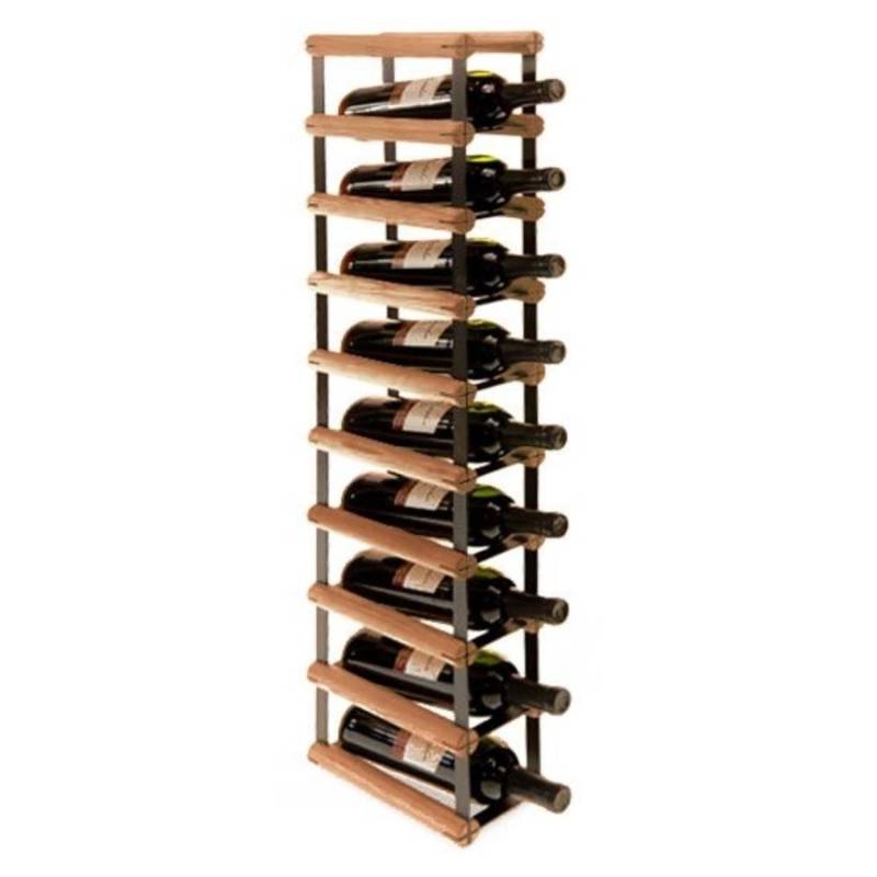 PROREGAL Modulares Weinregal Vinotega Mod Metal HxBxT 92,5 x 12,5 x 24,5 cm 1 x 9 Flaschen Massives Kiefernholz Braun Geölt von PROREGAL