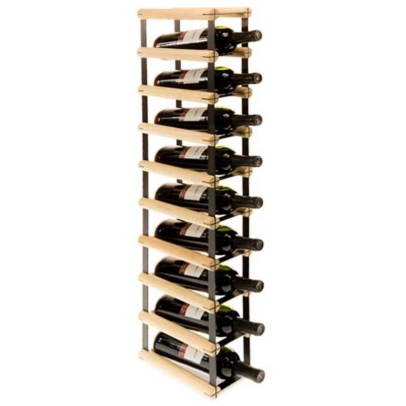 PROREGAL Modulares Weinregal Vinotega Mod Metal HxBxT 92,5 x 12,5 x 24,5 cm 1 x 9 Flaschen Massives Kiefernholz Natur von PROREGAL